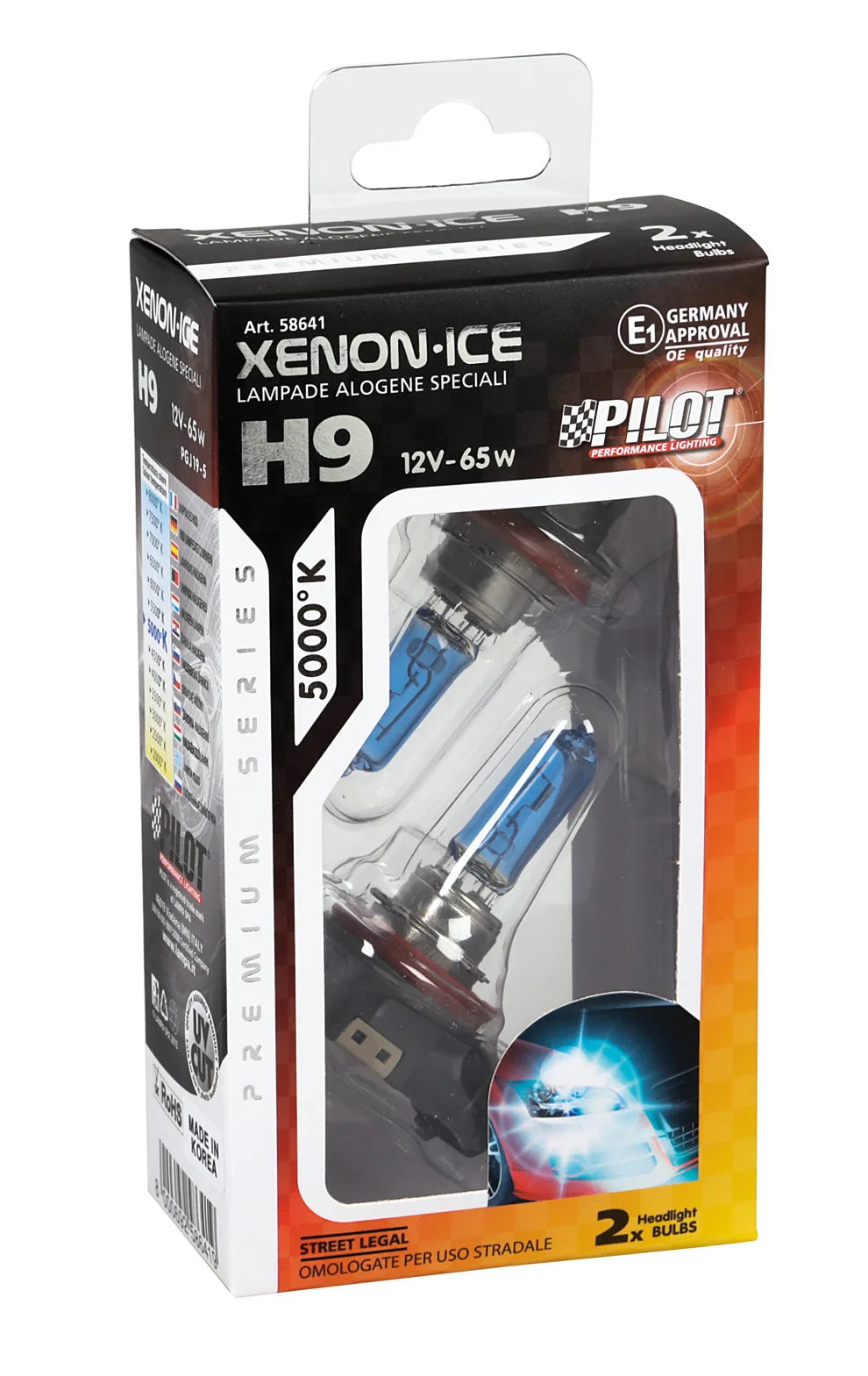La confezione di 12V Lampada alogena Xenon Ice - H9 - 65W - PGJ19-5 - 2 pz