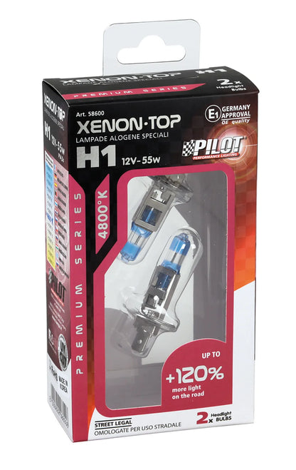 La confezione di 12V Lampada alogena Xenon Top +120% luce - H1 - 55W