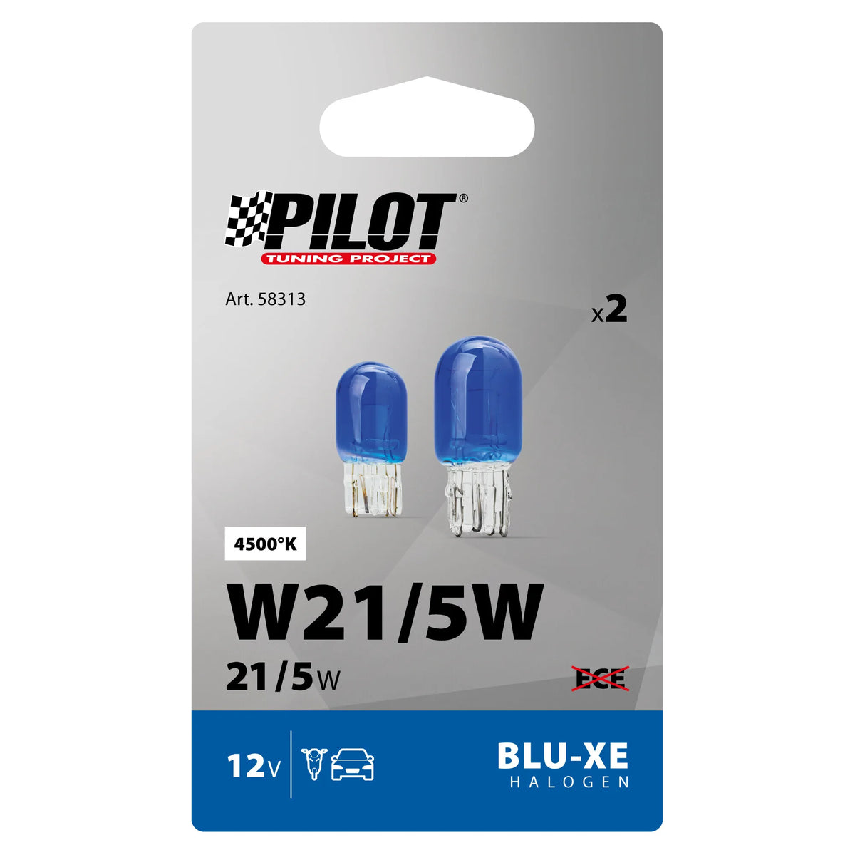 La confezione di 12V Lampada con zoccolo vetro Blu-Xe 2 filamenti - (W21/5W)