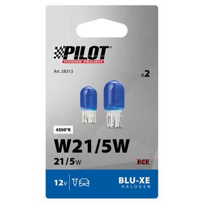 La confezione di 12V Lampada con zoccolo vetro Blu-Xe 2 filamenti - (W21/5W)