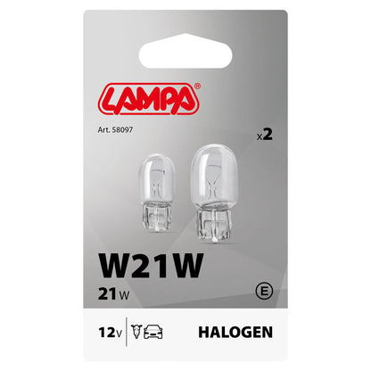 La confezione di 12V Lampada con zoccolo vetro - W21W - 21W - W3x16d - 2 pz