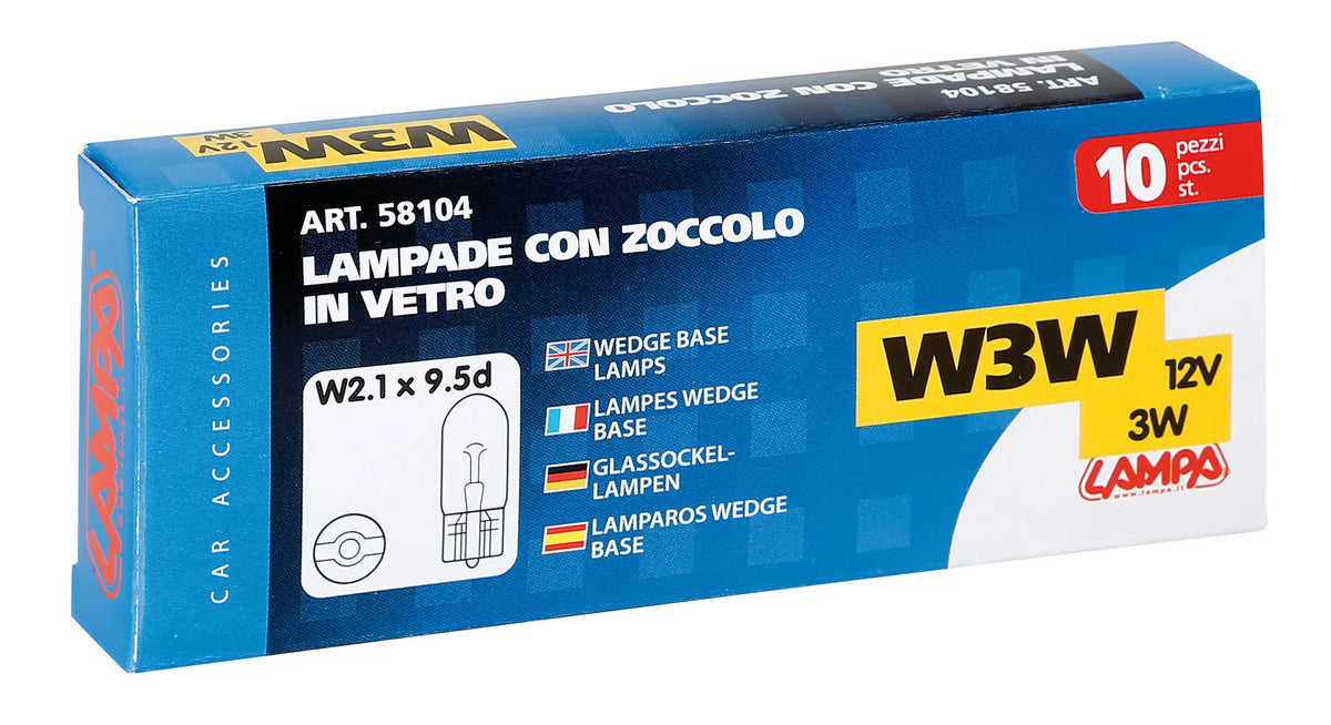 La confezione di 12V Lampada con zoccolo vetro - W3W - 3W - W2,1x9,5d, vista 2