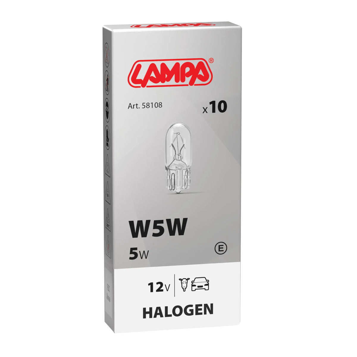 La confezione di 12V Lampada con zoccolo vetro - W5W - 5W - W2,1x9,5d - 10 pz