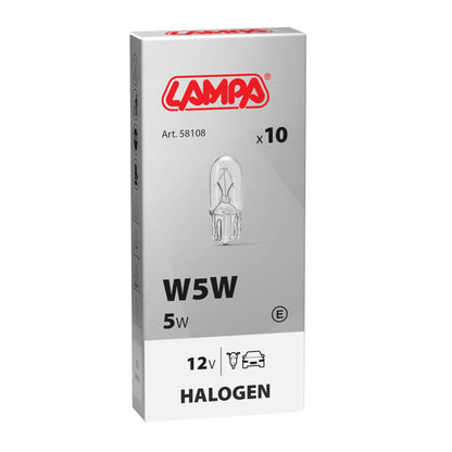 La confezione di 12V Lampada con zoccolo vetro - W5W - 5W - W2,1x9,5d - 10 pz