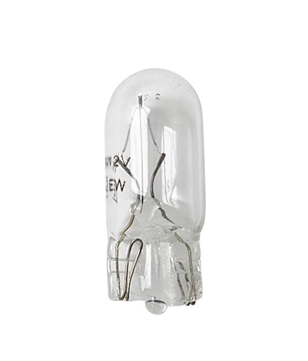 12V Lampada con zoccolo vetro - W5W - 5W - W2,1x9,5d - 10 pz su fondo bianco