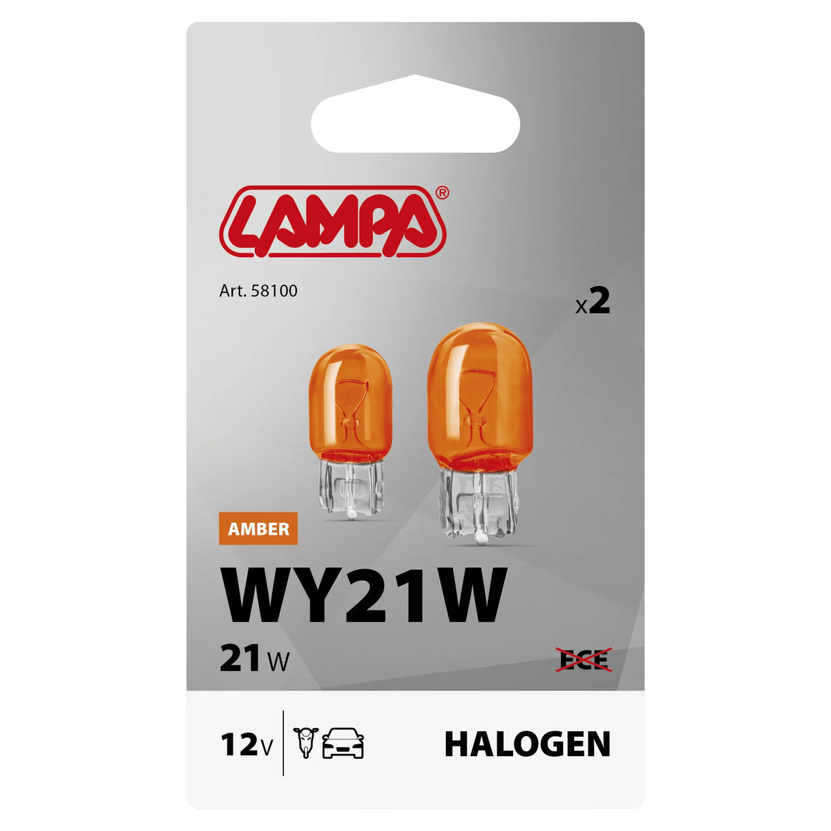 La confezione di 12V Lampada con zoccolo vetro - WY21W - 21W - W3x16d - 2 pz