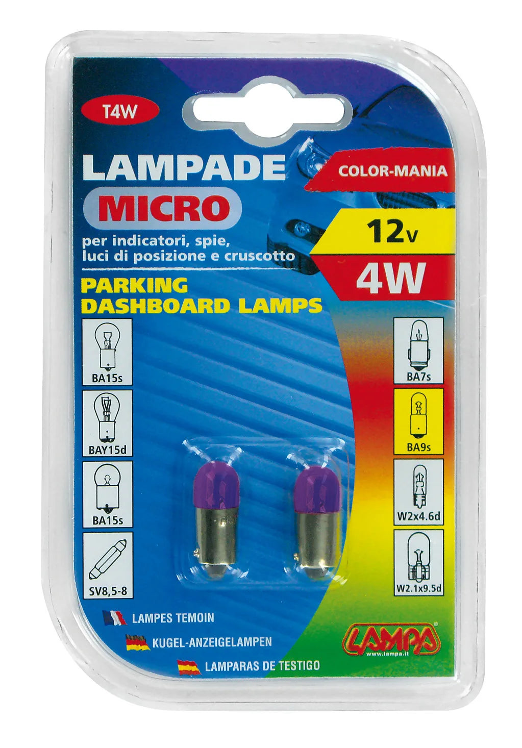 La confezione di 12V Lampada micro - (T4W) - 4W - BA9s - 2 pz - D/Blister, vista 2