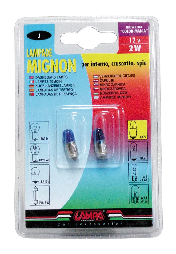 La confezione di 12V Lampada mignon - 2W - BA7s - 2 pz - D/Blister
