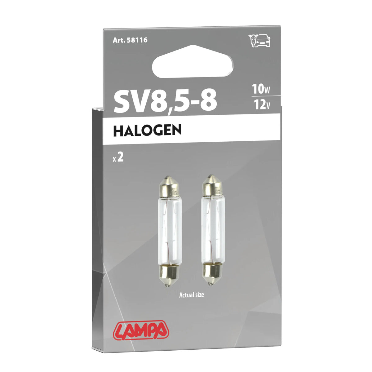 La confezione di 12V Lampada siluro - 11x44 mm - 10W - SV8,5-8 - 2 pz