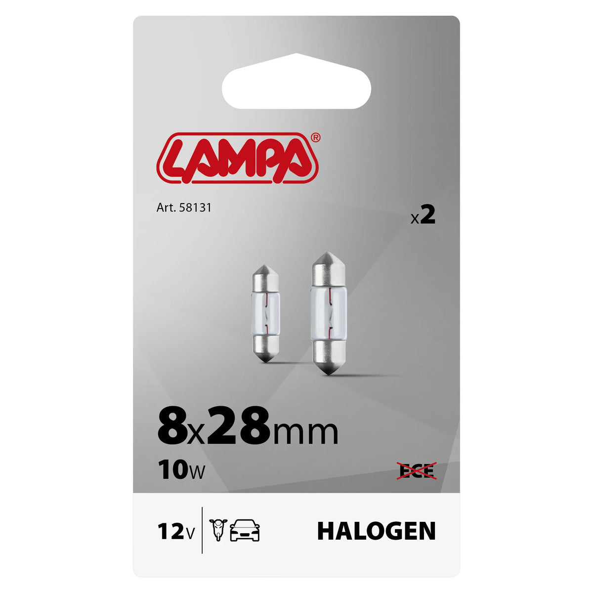 La confezione di 12V Lampada siluro - 8x28 mm - 10W - SV7-8 - 2 pz