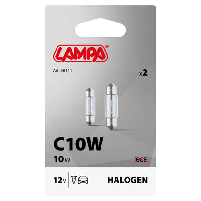 La confezione di 12V Lampada siluro - C10W - 11x35 mm - 10W - SV8,5-8 - 2 pz