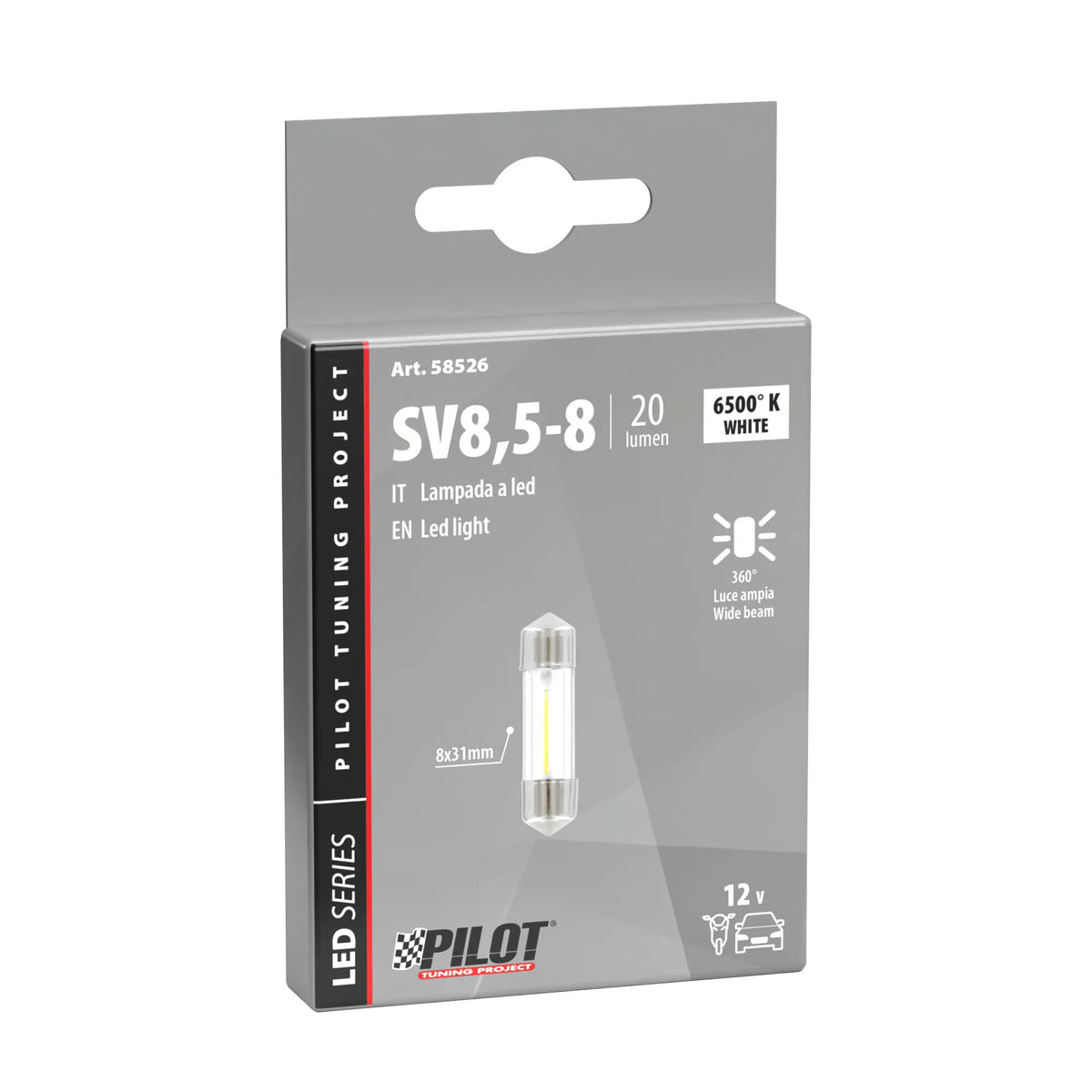 La confezione di 12V Led Series - 1 SMD x 9 chips - 8x31 mm - SV8,5-8 - 1 pz