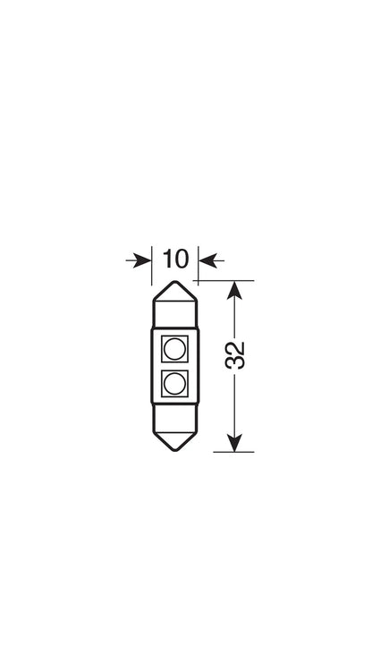 12V Led Series - 2 SMD x 3 chips - 10x32 mm - SV8,5-8 - 1