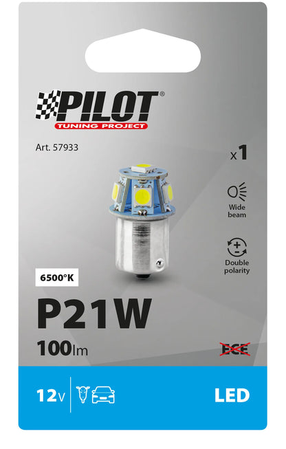 La confezione di 12V Led Series - 6 SMD x 3 chips - (P21W) - BA15s - 1 pz