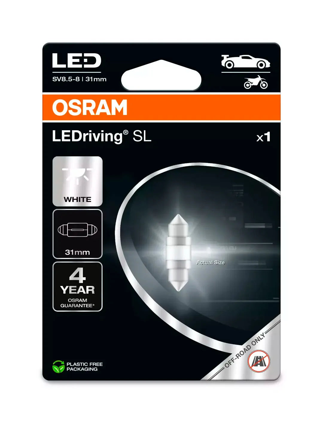 La confezione di 12V LEDriving SL - (C5W) - 11x29 mm - 1W - SV8,5-8 - 1 pz