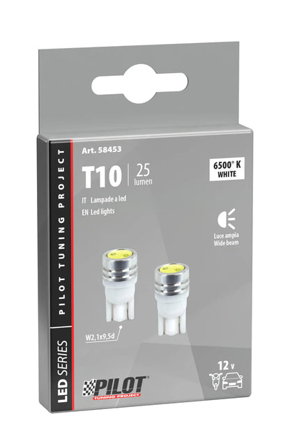 La confezione di 12V Mega-Led 2 - 2 super chips - (T10) - W2,1x9,5d - 2 pz
