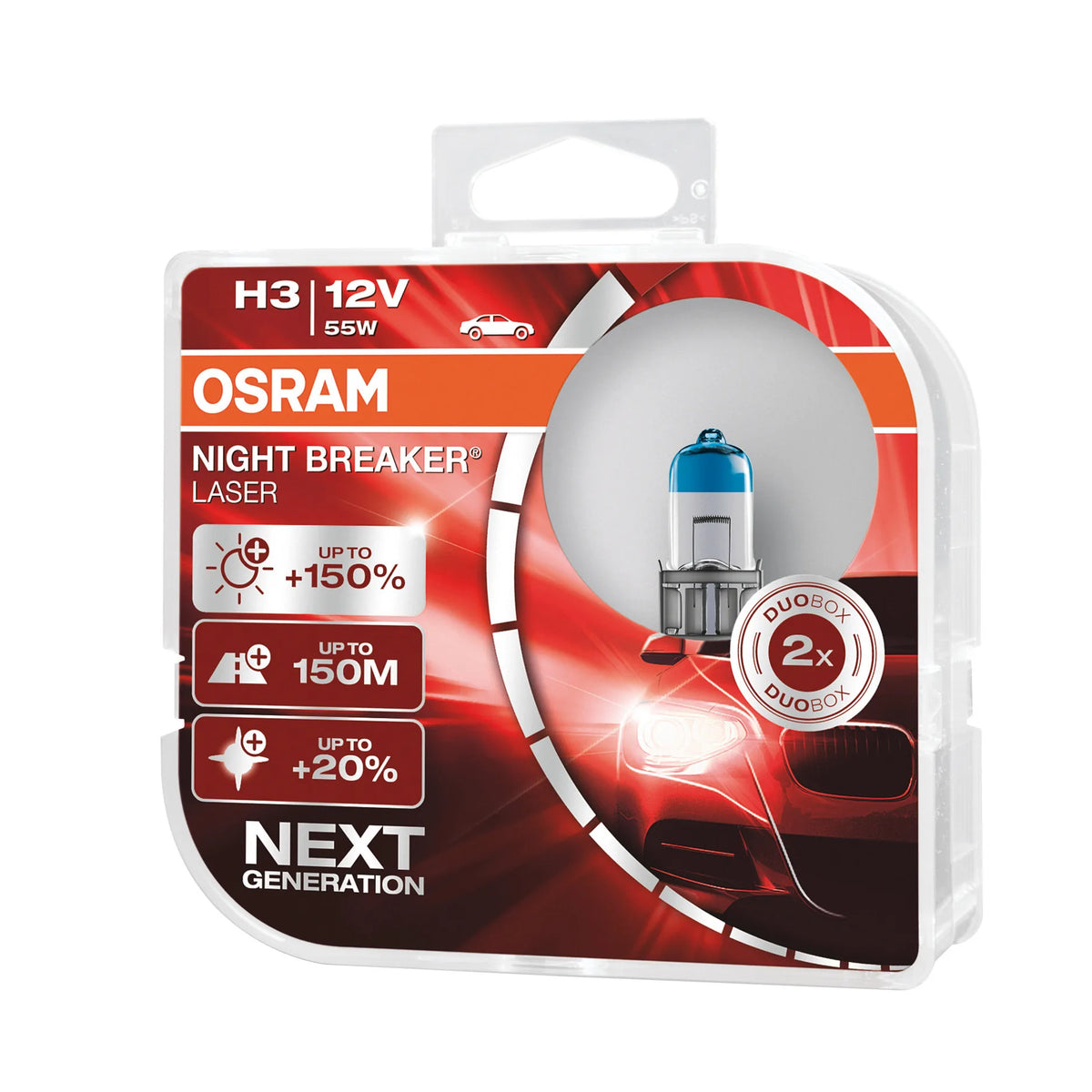 La confezione di 12V Night Breaker Laser - H3 - 55W