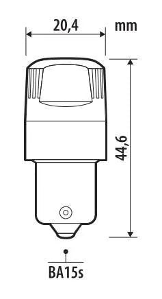 Disegno tecnico quotato di 12V Ultra-Lumen Series - (P21W) - BA15s - 2 pz - Scatola, con le misure