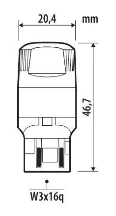 Disegno tecnico quotato di 12V Ultra-Lumen Series - (WY21/5W) - W3x16q - 2 pz, con le misure