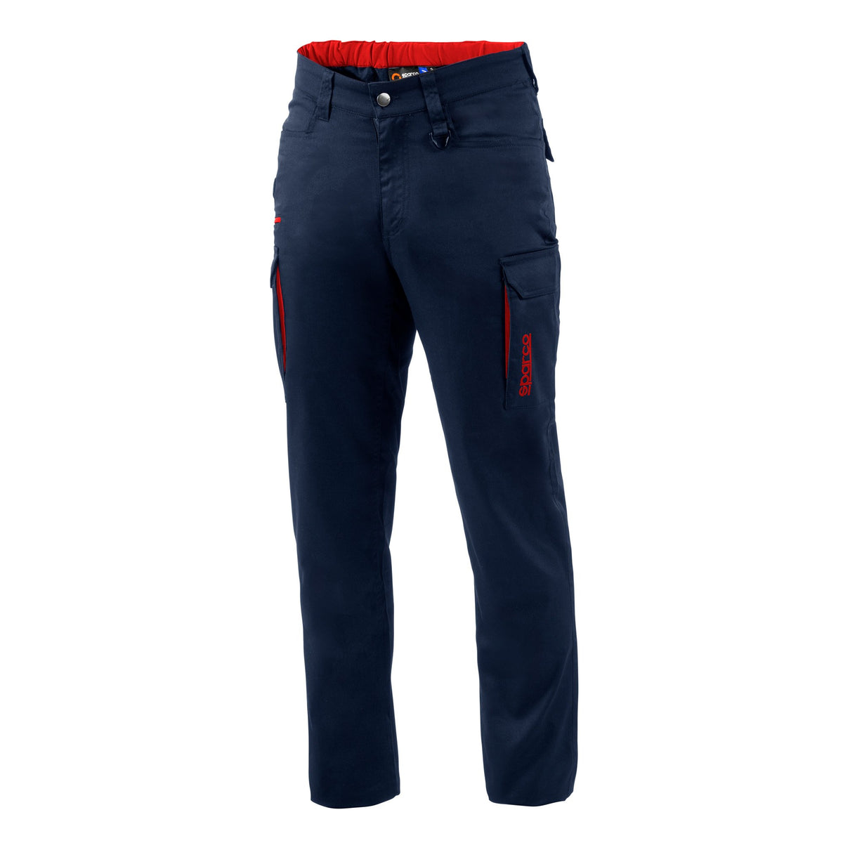 Pantaloni da lavoro Sparco Vermont cargo in cotone e poliestere Blu Scuro / Rosso