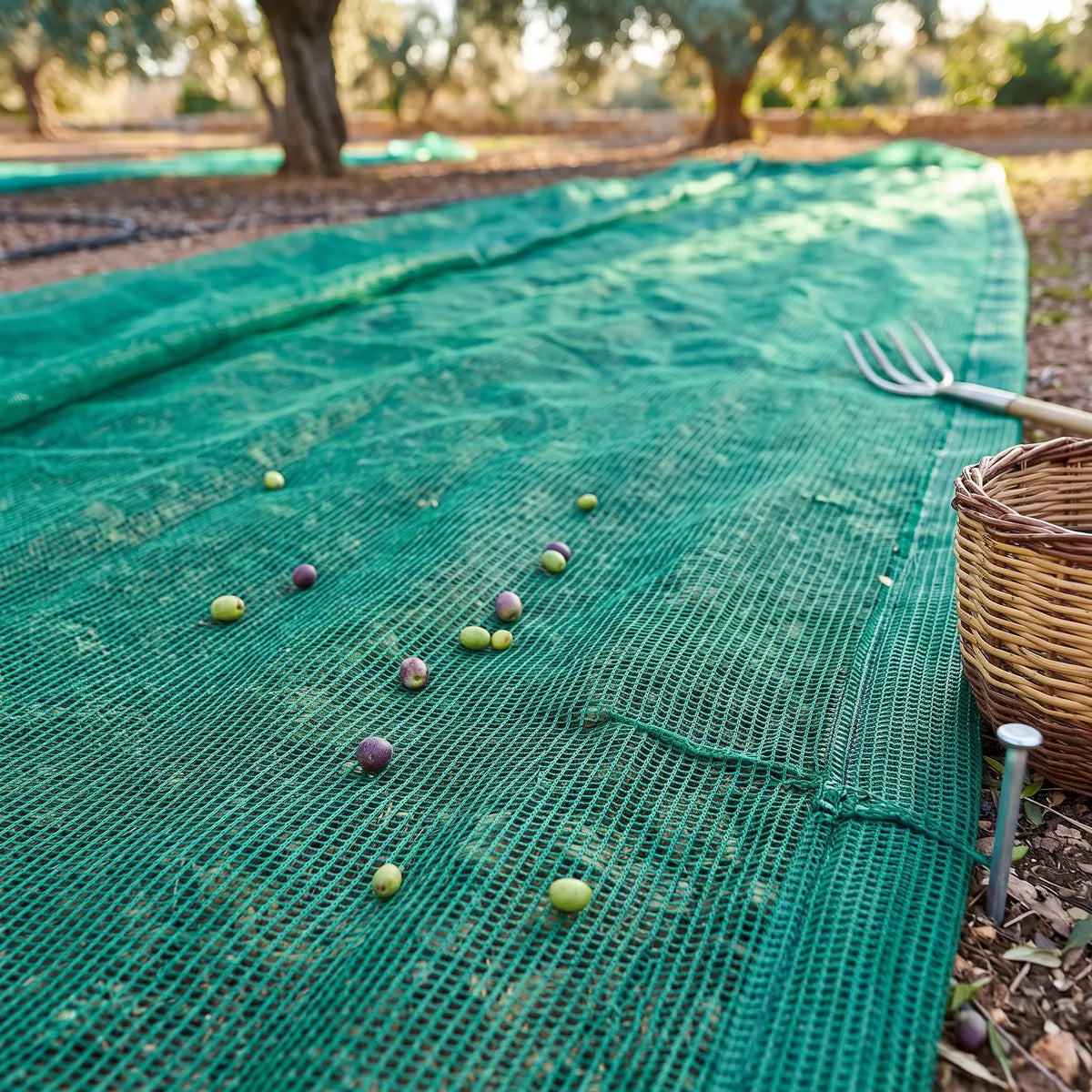 Rete per raccolta olive in monofilo di polietilene con trama antispina da 80 g/mq