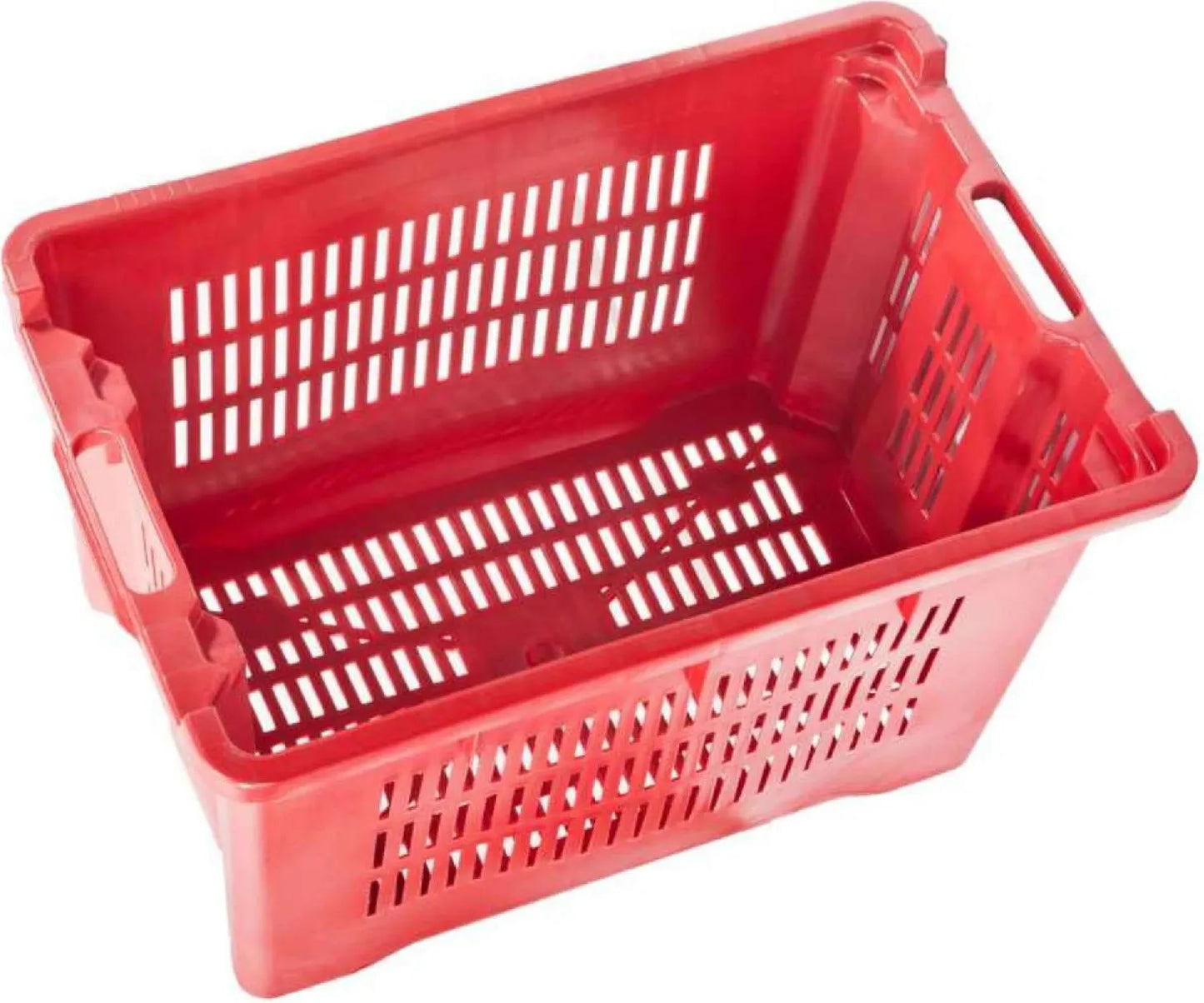 Cassetta in PVC resistente, tutta forata, adatta a raccogliere e spostare prodotti sciolti.