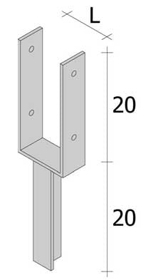 Conf. 2 pz - Ancoraggio Palo 9x9 - per cemento