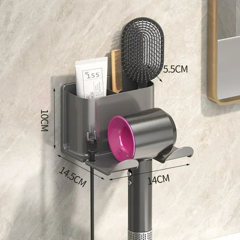 Household Hair Dryer Shelf Plastics Wall Mounted No Punching Hair Dryer Holder Toilet Storage Rack Bathroom Organization Shelves