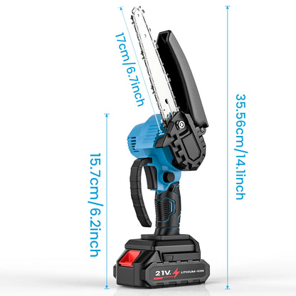 21V 6 Inch Mini Electric Pruning Saws Portable Rechargeable Small Wood Splitting Chainsaw Woodworking Tool for Garden Orchard