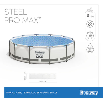 Piscina "Steel Pro Max" tonda con telaio portante - cm 427x84h - lt 10.220 - filtro cartuccia (art.56595)