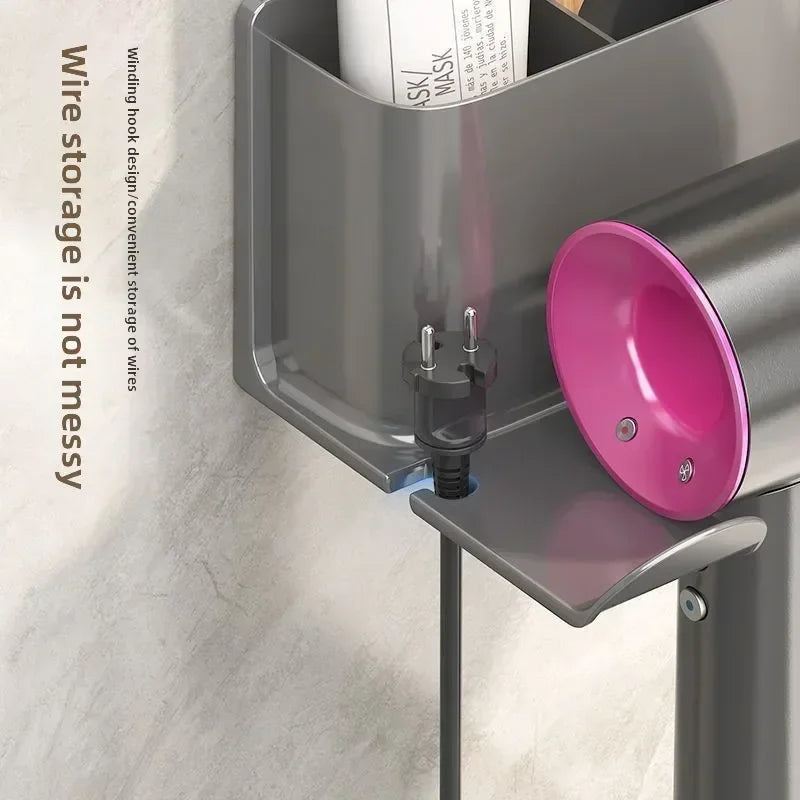 Household Hair Dryer Shelf Plastics Wall Mounted No Punching Hair Dryer Holder Toilet Storage Rack Bathroom Organization Shelves