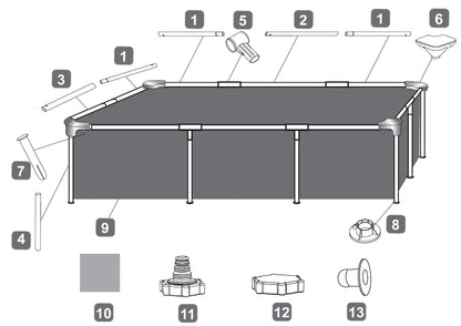 Piscina "Steel Pro" rettangolare con telaio portante - cm 221x150x43h - kg 9,6 - lt.1 200 (art 56401)
