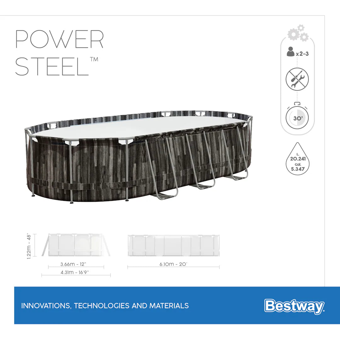 Piscina "Power Steel" con telaio ovale - cm 610x366x122h - (Mod. 5611r)