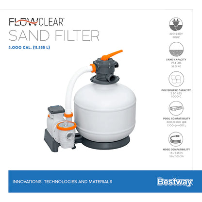 Pompa esterna con filtro a sabbia "Flowclear" portata 11.355 litri - per piscine fino a lt 66.600 (Art 58486)