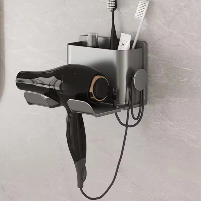 Household Hair Dryer Shelf Plastics Wall Mounted No Punching Hair Dryer Holder Toilet Storage Rack Bathroom Organization Shelves