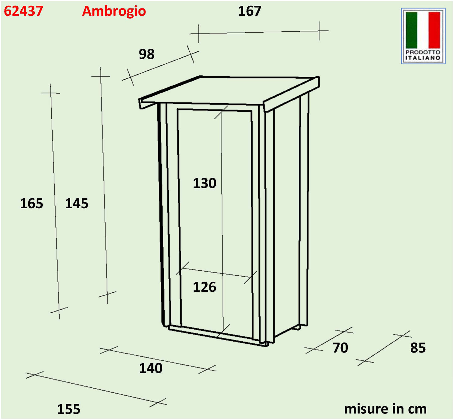 Casetta  Bh16 Ambrogio Addossata  - 155x85 cm PDC 