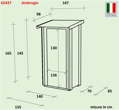 Casetta  Bh16 Ambrogio Addossata  - 155x85 cm PDC - color larice  