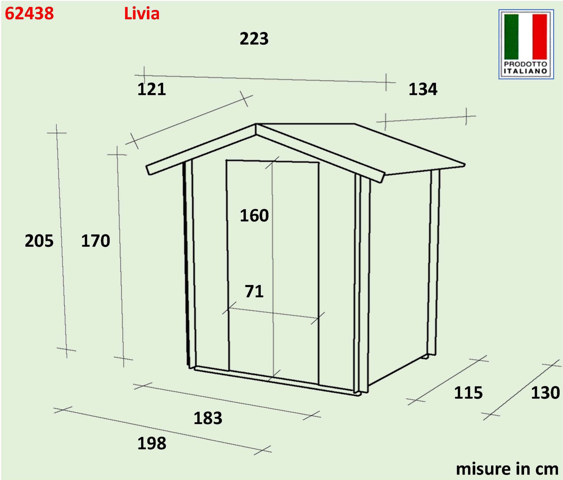 Casetta  Bh16 Livia  - 198x130 cm - PSC+F - color grigio 