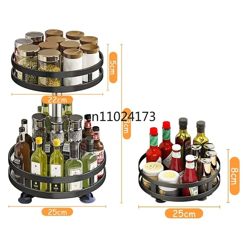 360°Rotation Spice Rack Organizer Jar Cans Non-Skid Storage Tray for Seasonings Kitchen Storage Rack Kitchen Accessories