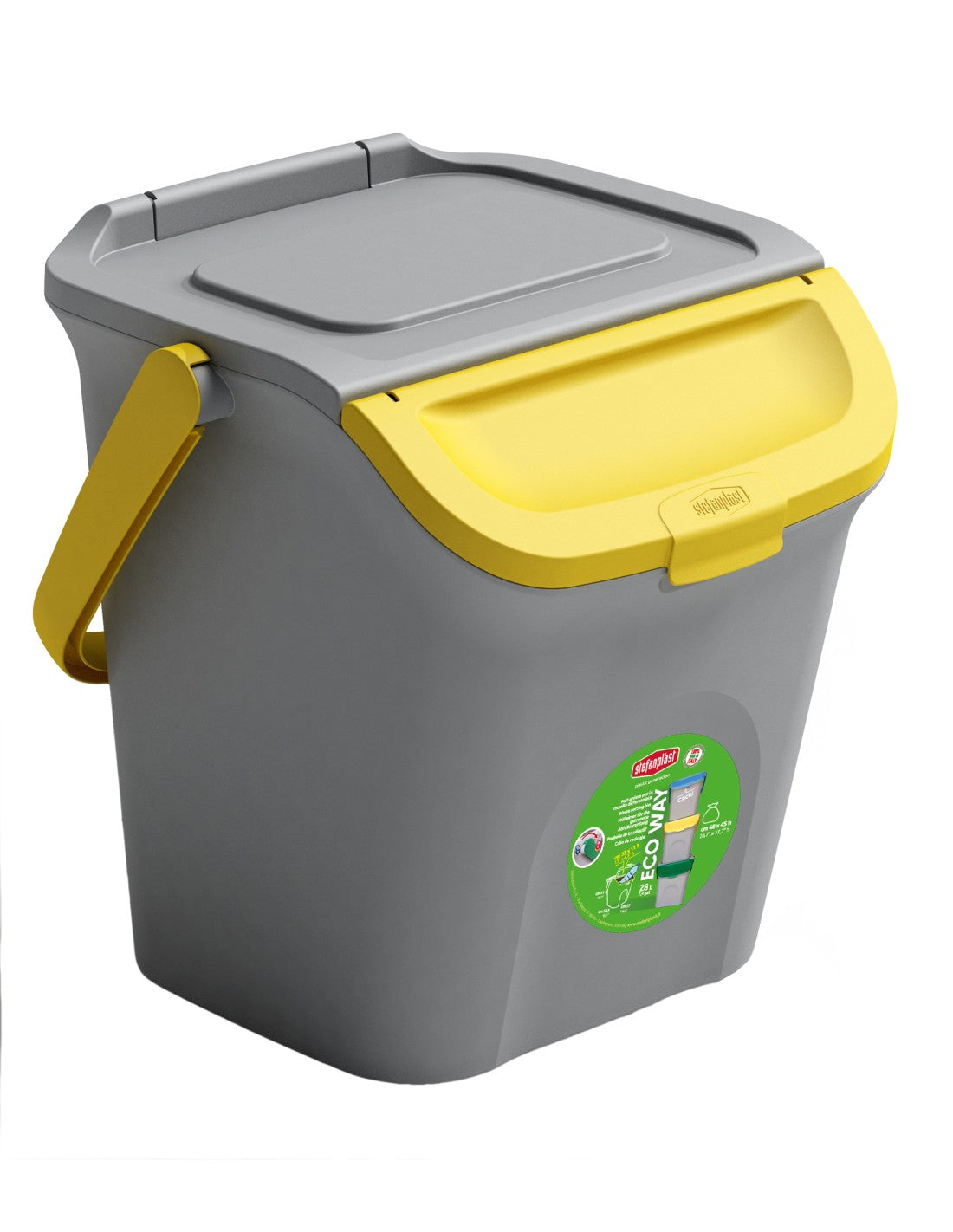 Set 3 Pattumiere per Raccolta Differenziata da 28 Litri Eco Way - Stefanplast