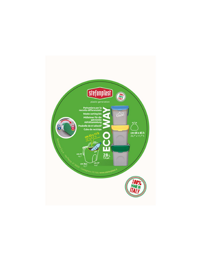 Set 3 Pattumiere per Raccolta Differenziata da 28 Litri Eco Way - Stefanplast