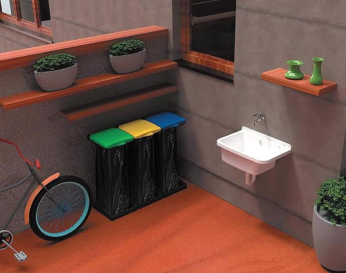 Lavandino-Pilozzo a Muro con Dispenser Porta-Sapone, in Resina da Esterno, Bianco, 50x35x24     