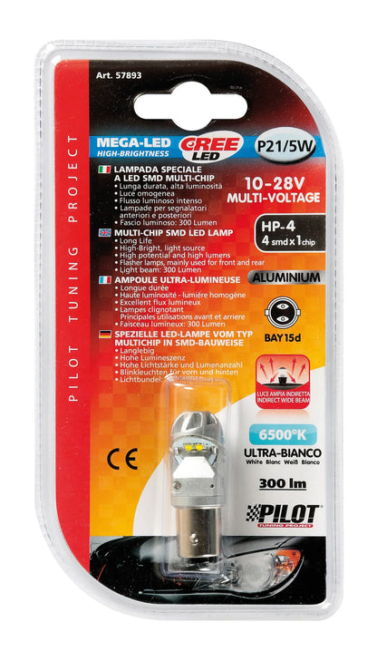La confezione di 9/30V Mega-Led HP-4 - 4 SMD x 1 chip - (P21/5W) - BAY15d