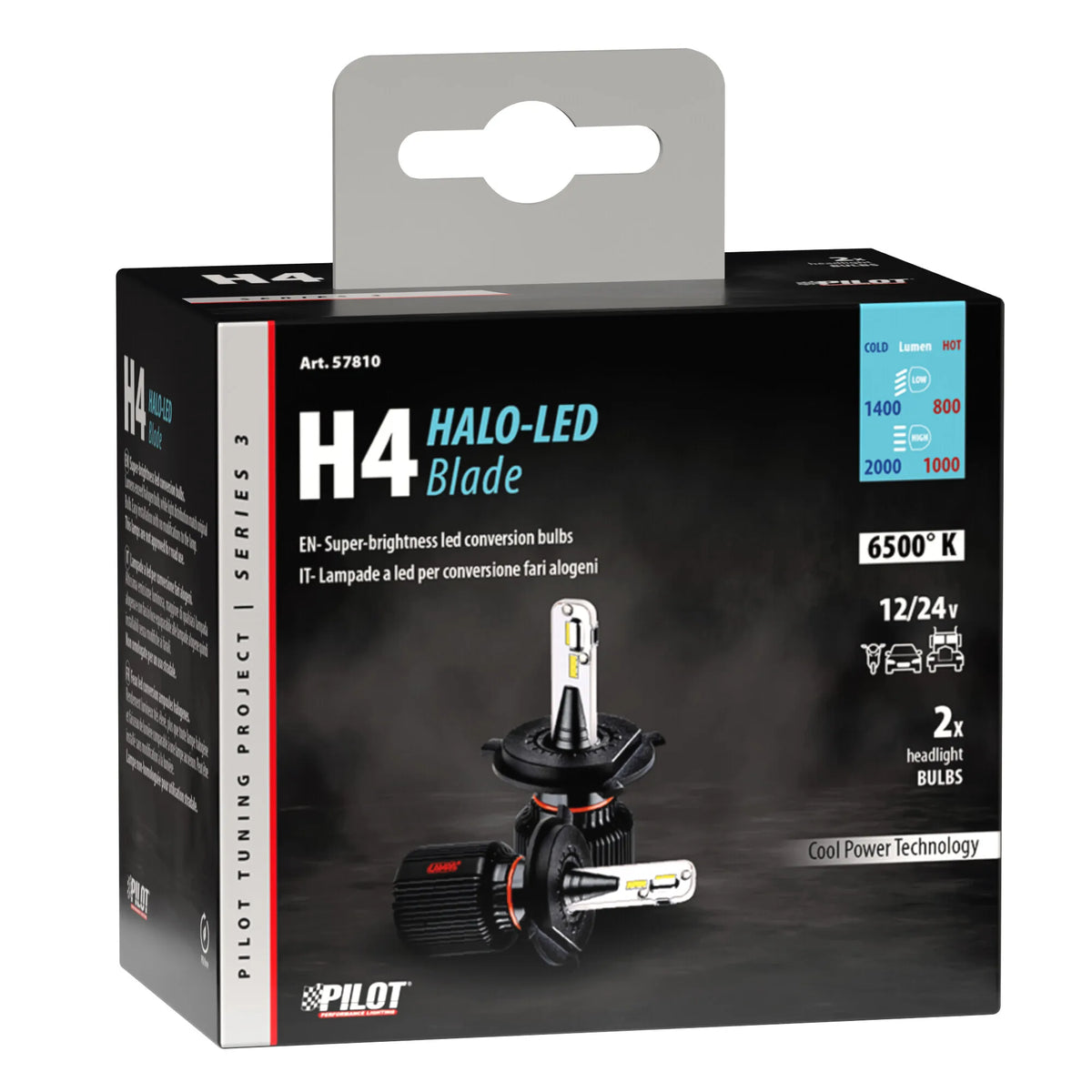 La confezione di 9/32V Halo Led Serie 3 Blade - (H4) - 20W - P43t - 2 pz