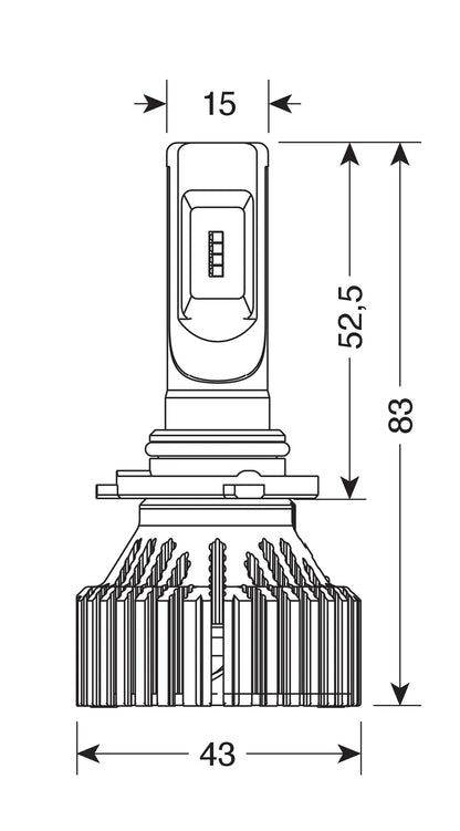 Disegno tecnico quotato di 9/32V Halo Led Serie 6 Standard - (H10-HB3 9005) - 30W, con le misure