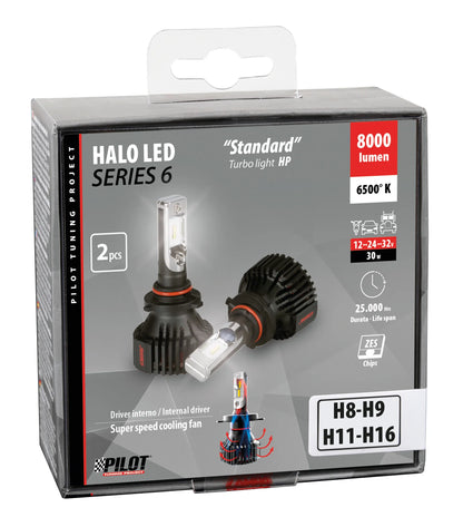 La confezione di 9/32V Halo Led Serie 6 Standard - (H8-H9-H11-H16) - 30W