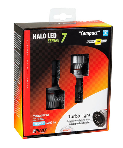 La confezione di 9/32V Halo Led Serie 7 Compact - (H4) - 36W - P43t - 2 pz