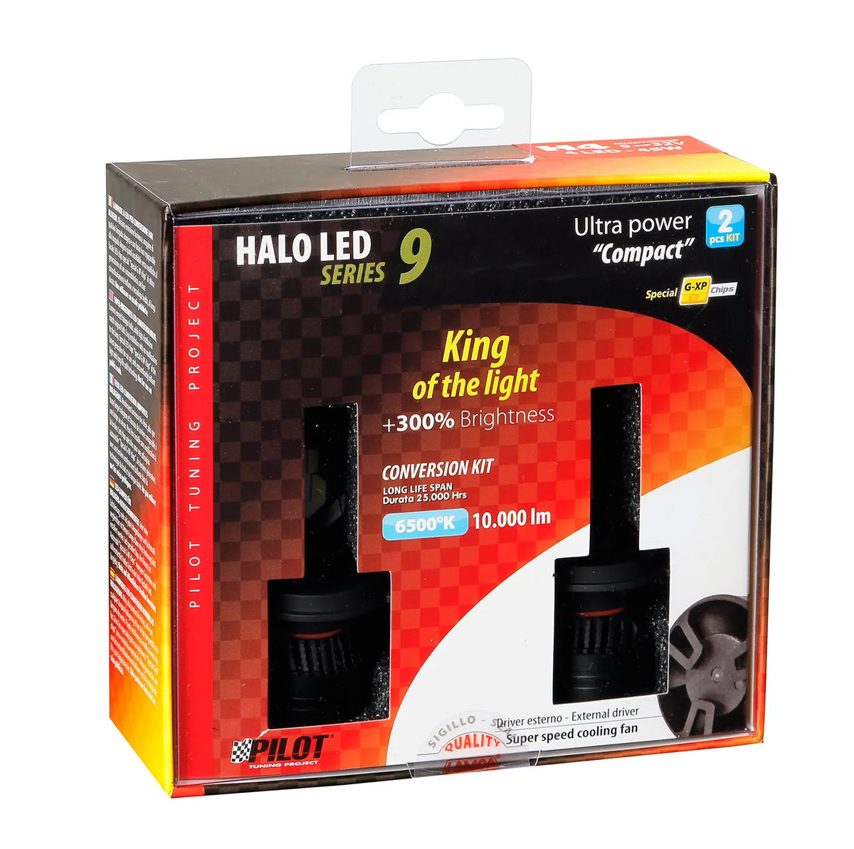 La confezione di 9/32V Halo Led Serie 9 Ultra Power Compact - (H4) - 45W