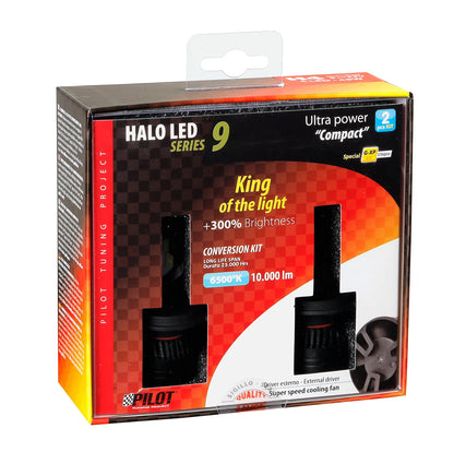 La confezione di 9/32V Halo Led Serie 9 Ultra Power Compact - (H4) - 45W