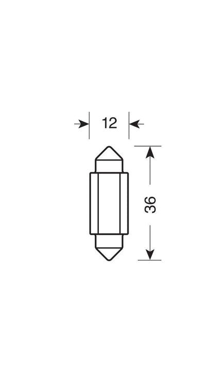 Disegno tecnico quotato di 9/32V Led Series 2 SMD x 1 chip - 12x36 mm - SV8,5-8 - 20 pz, con le misure